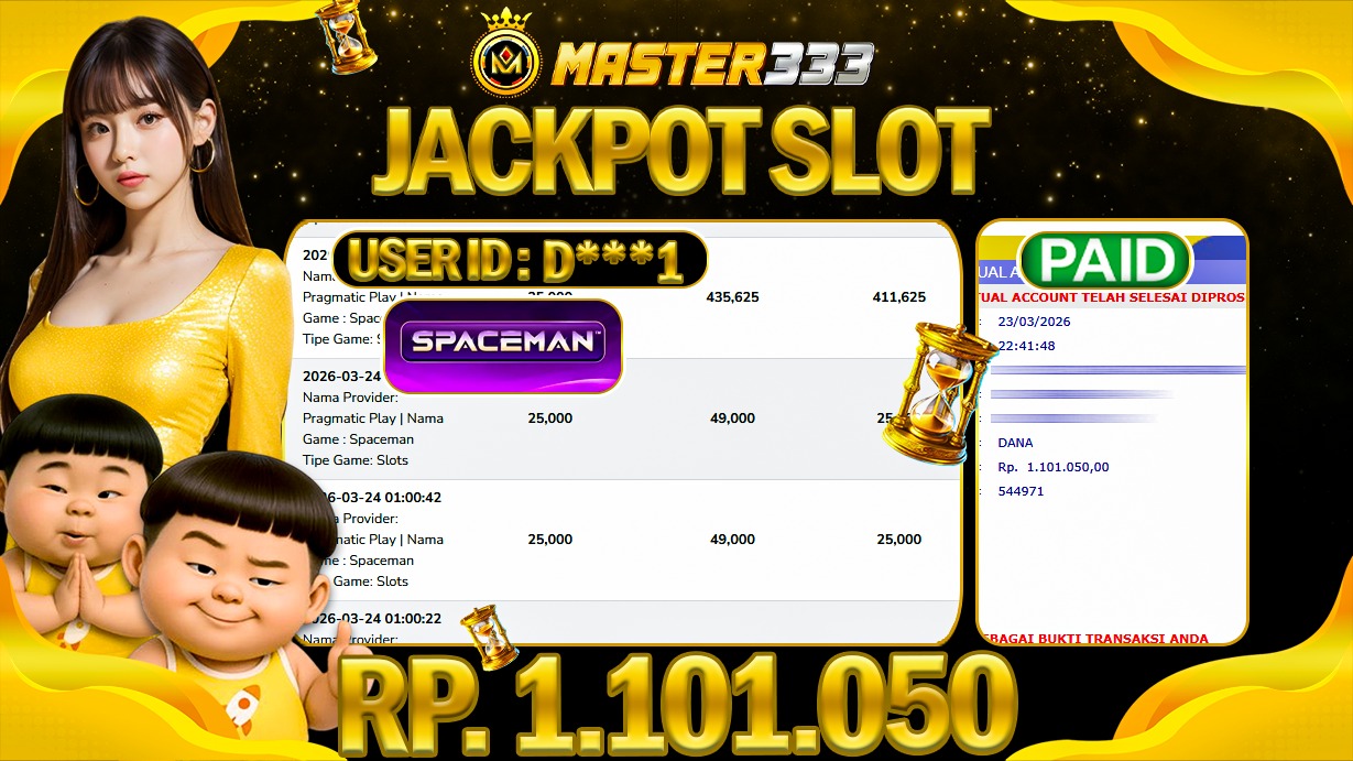 JACKPOT Rp 1.101.050 JUTA DIMASTER333 LANGSUNG DI BAYAR LUNAS